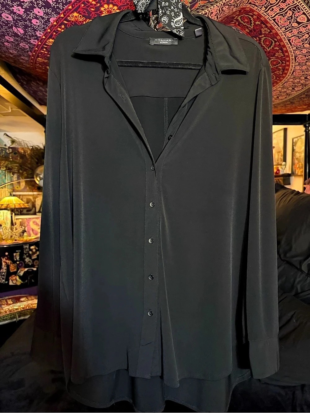 T Tahari Black Button Down Shirt